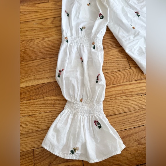 ZARA White Floral Blouse Embroidered Off Shoulder Peasant Cottage Coquette Sz M - Picture 5 of 9